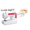 White electric sewing machine Brother Little Angel KD144s with drawings in 3 different colours: red, light yellow and dark yellow