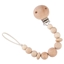 Bio fopspeenketting met natuurlijk houtkleurige kralen en clips in hout